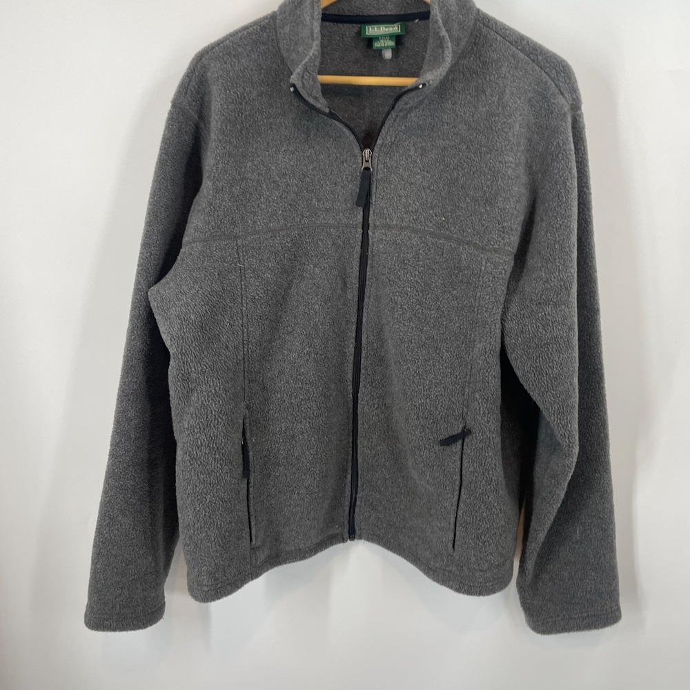 LL Bean Polartec Full Zip Outdoor Fleece Jacket Gray Mens Size M Regular